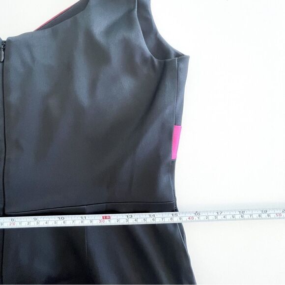 Laura Petite Fitted Dress Bodycon Black Red Pink Satin Sleeveless Sheath Size 6 - Picture 11 of 13